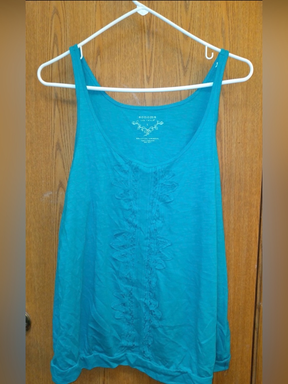 Sonoma Blue Sleeveless Knit Tank Top Cotton Size L
